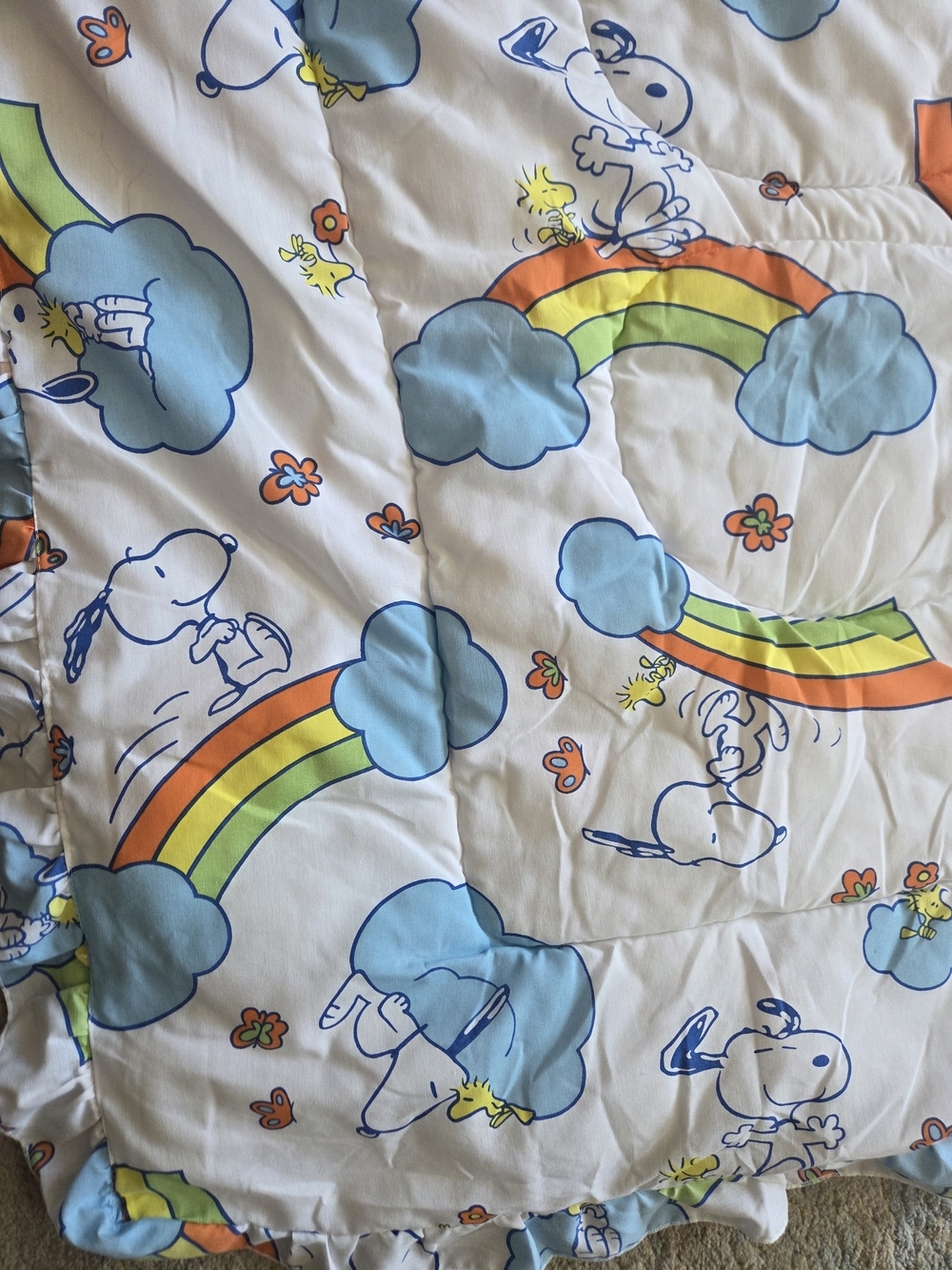Baby Blanket - Rainbow Cloud Print in Blue & White - Picture 3 of 3